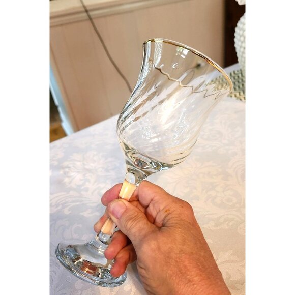 5 REGENT GOLD BLOWN GLASS WATER GOBLETS - Picture 3 of 4